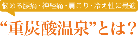 悩める腰痛・神経痛・肩こり・冷え性に最適“重炭酸温泉”とは？